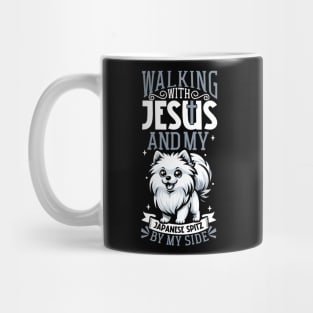 Jesus and dog - Japanese Spitz Mug